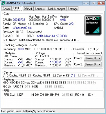 Screenshot of the application AMD64 CPU Assistant - #1