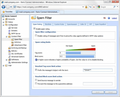 Screenshot of the application Kerio Connect - #2