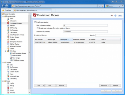 Screenshot of the application Kerio Operator - #2