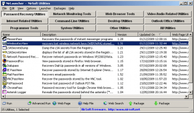 Screenshot of the application NirLauncher - #2