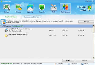 Screenshot of the application Toolwiz Care - #6