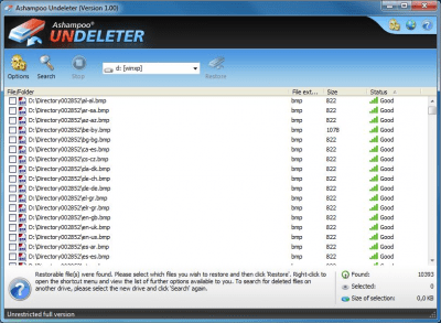 Screenshot of the application Ashampoo Undeleter - #2