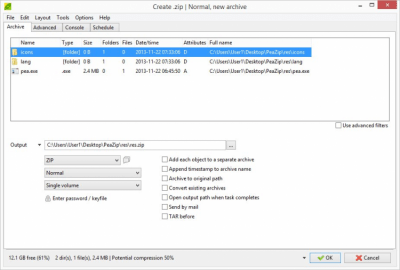 Screenshot of the application PeaZip - #2