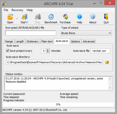 Screenshot of the application Advanced Archive Password Recovery - #5