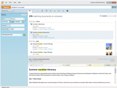 Screenshot of the application Copernic Desktop Search - #2