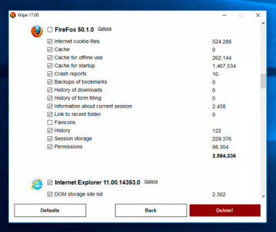Screenshot of the application Wipe - #2
