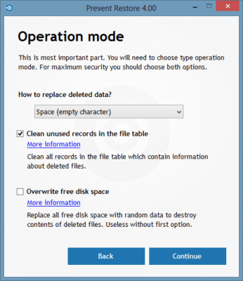 Screenshot of the application Prevent Restore - #2