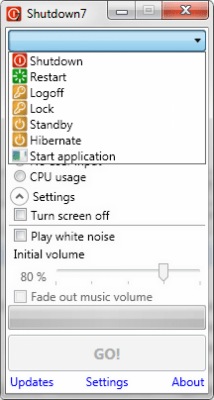 Screenshot of the application Shutdown7 - #2