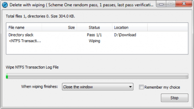 Screenshot of the application BCWipe - #2