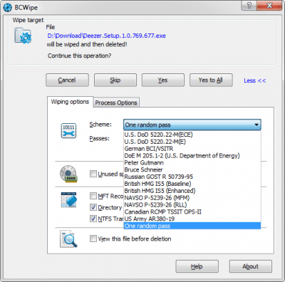 Screenshot of the application BCWipe - #4