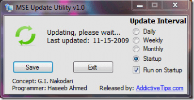 Screenshot of the application MSE Update Utility - #2