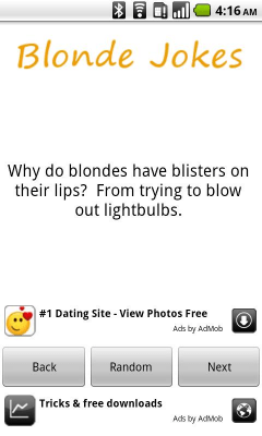 Screenshot of the application Blonde Jokes - #2