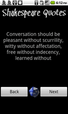 Screenshot of the application Shakespeare Quotes - #2