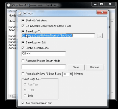 Screenshot of the application YSpy Pro - #2