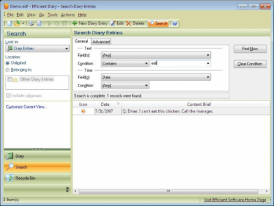Screenshot of the application Diary Pro - #3