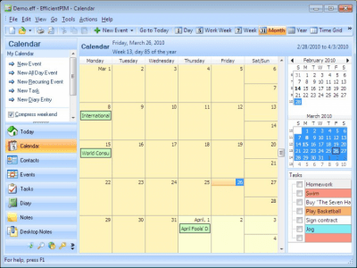 Screenshot of the application Personal Information Manager - #2