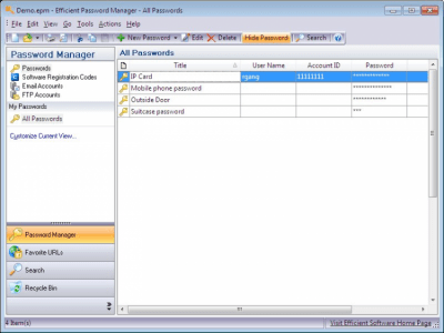 Screenshot of the application Password Manager - #2