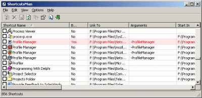 Screenshot of the application ShortcutsMan - #1