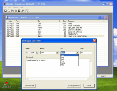 Screenshot of the application VISaldo - #2