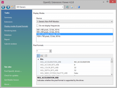 Screenshot of the application OpenGL Extensions Viewer - #3
