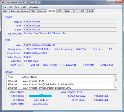 Screenshot of the application CrystalMark - #6