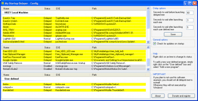 Screenshot of the application My Startup Delayer - #3