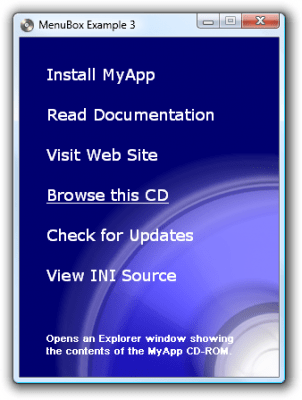 Screenshot of the application MenuBox - #2