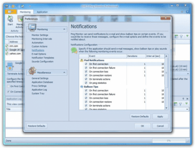 Screenshot of the application EMCO Ping Monitor - #5