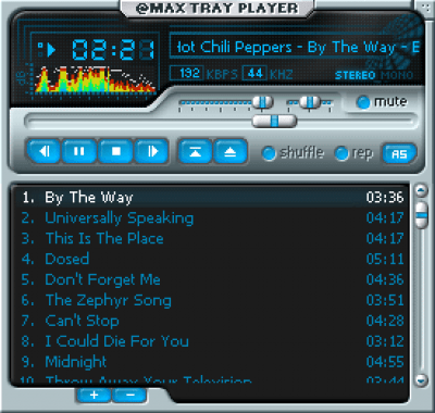 Screenshot of the application @MAX Tray Player - #2