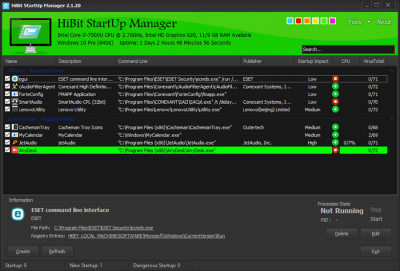 Screenshot of the application HiBit Startup Manager - #6