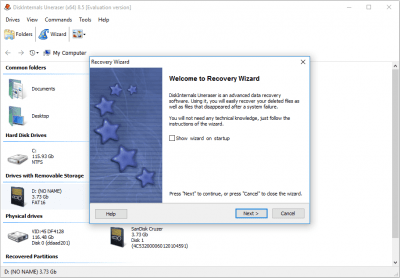 Screenshot of the application Uneraser - #5