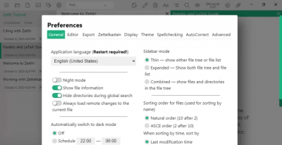 Screenshot of the application Zettlr - #2