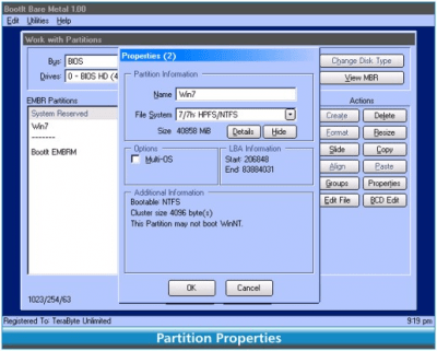Screenshot of the application BootIt Bare Metal - #2