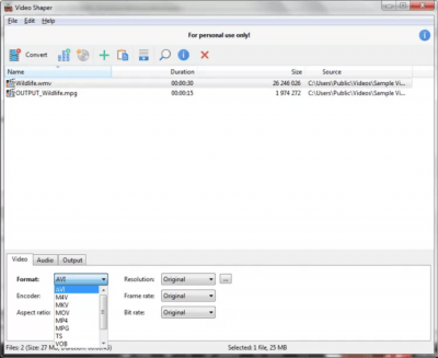 Screenshot of the application Video Shaper - #2