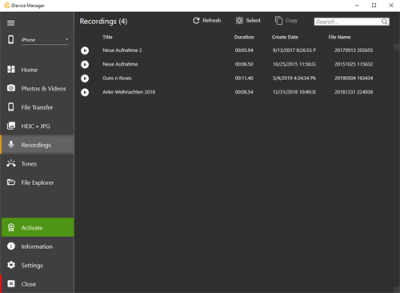 Screenshot of the application iDevice Manager - #5