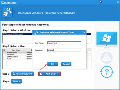 Screenshot of the application Cocosenor Windows Password Tuner - #7