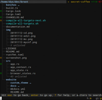 Screenshot of the application Broot - #10