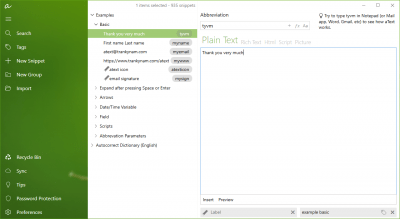 Screenshot of the application aText - #2