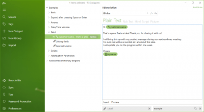Screenshot of the application aText - #3