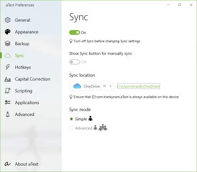 Screenshot of the application aText - #7