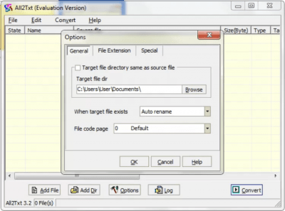 Screenshot of the application All2Txt - #2