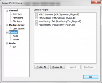 Screenshot of the application Tuniac - #5