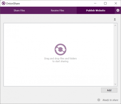 Screenshot of the application OnionShare - #3