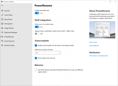 Screenshot of the application PowerToys - #7