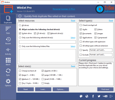 Screenshot of the application WinExt - #3