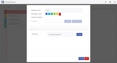 Screenshot of the application Notepack - #2