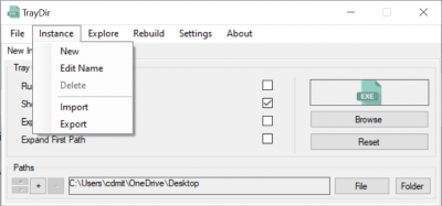Screenshot of the application TrayDir - #2
