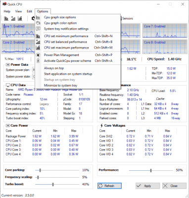 Screenshot of the application Quick CPU - #5