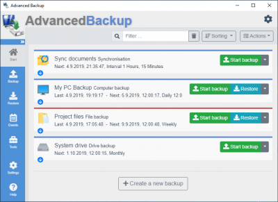 Screenshot of the application Advanced Backup Free - #3