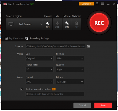 Screenshot of the application iFun Screen Recorder - #2